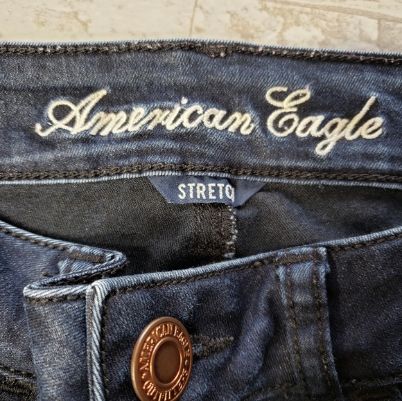 AEO Stretch Jeggings Dark Blue Wash Size 0 - Picture 5 of 6